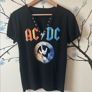 AC/DC Black Graphic T-Shirt v neck
